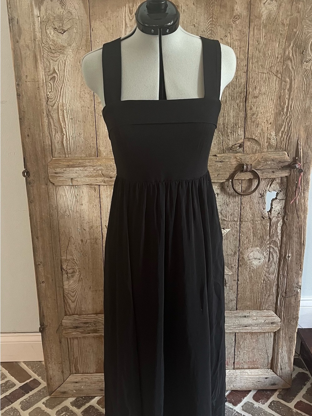 Classic Black Square-Neck Tie Back Maeve Maxi Dress
